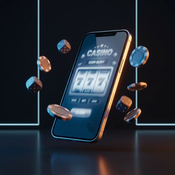 Smartphone floating above a reflective dark surface
